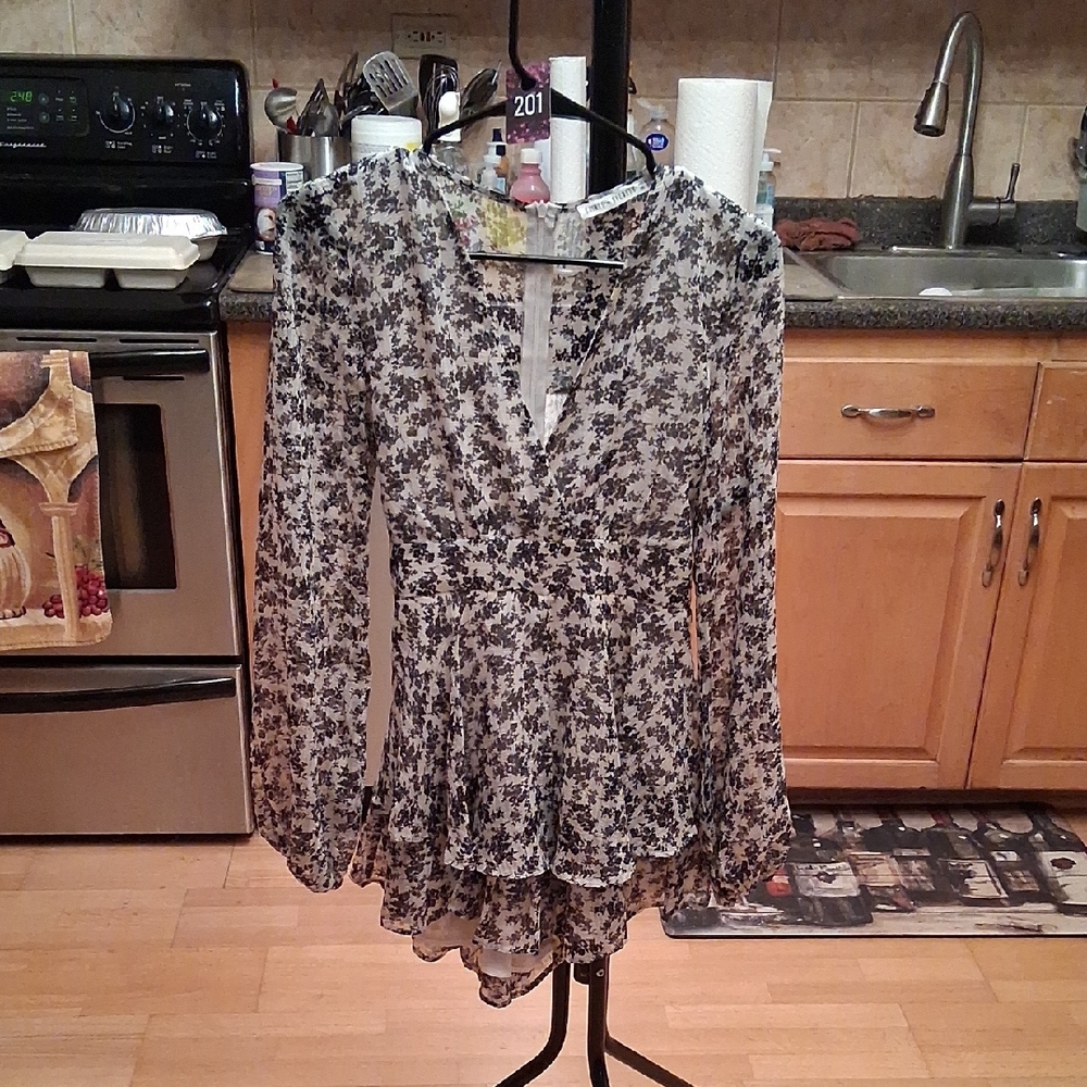 Elegant Black and White Floral Women's Romper